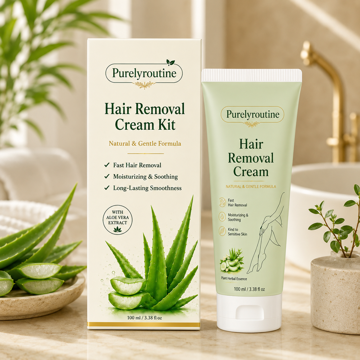 Purelyroutine™ Natural Gentle Hair Removal Cream | For Women & Men, Sensitive Skin