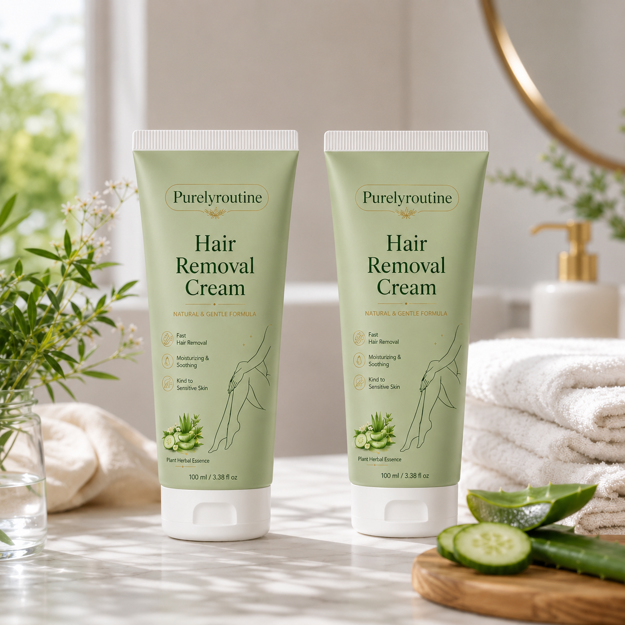 Purelyroutine™ Natural Gentle Hair Removal Cream | For Women & Men, Sensitive Skin